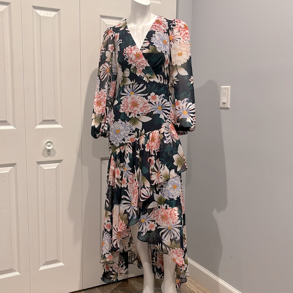 NWOT Eliza J floral ruffle high low maxi - Picture 2 of 13